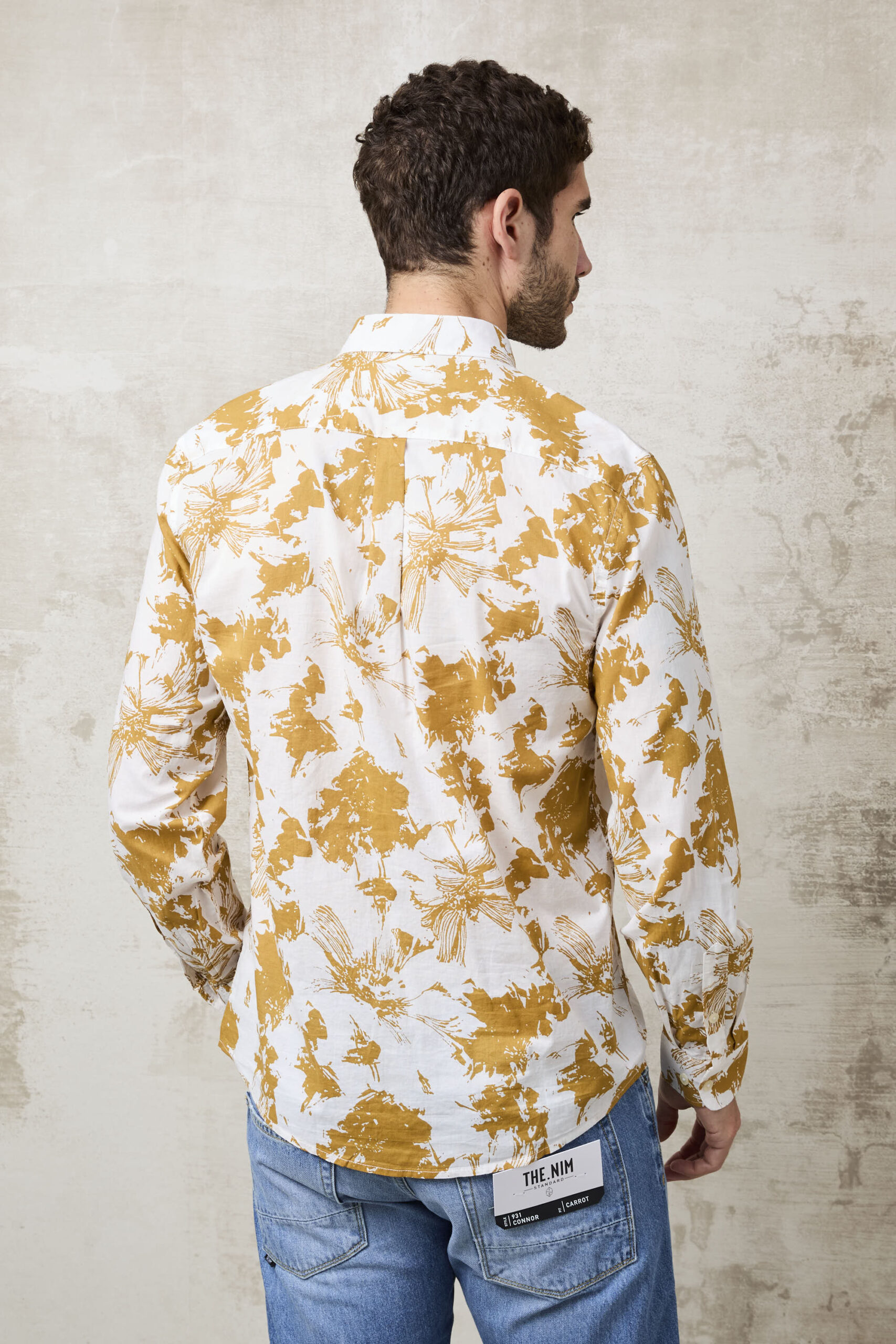 Parrion 1710 Men's Mustard Print Shirt - Stylish & Comfortable Linen Shirt - Image 3