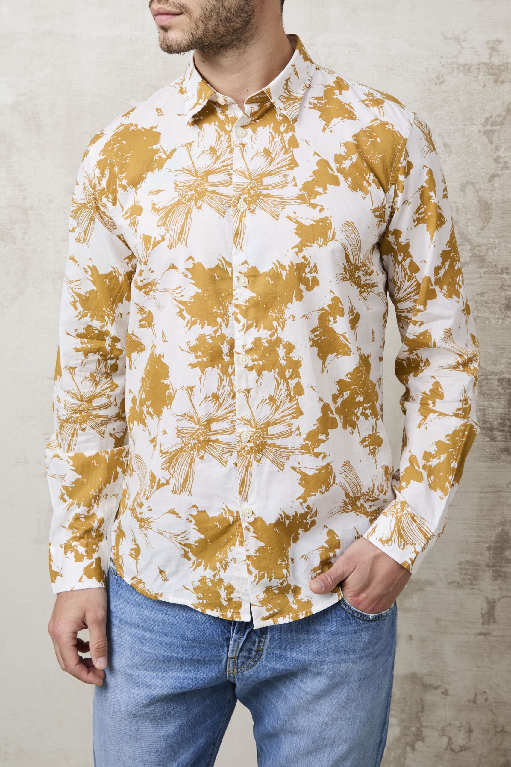 Parrion 1710 Men's Mustard Print Shirt - Stylish & Comfortable Linen Shirt - Image 5