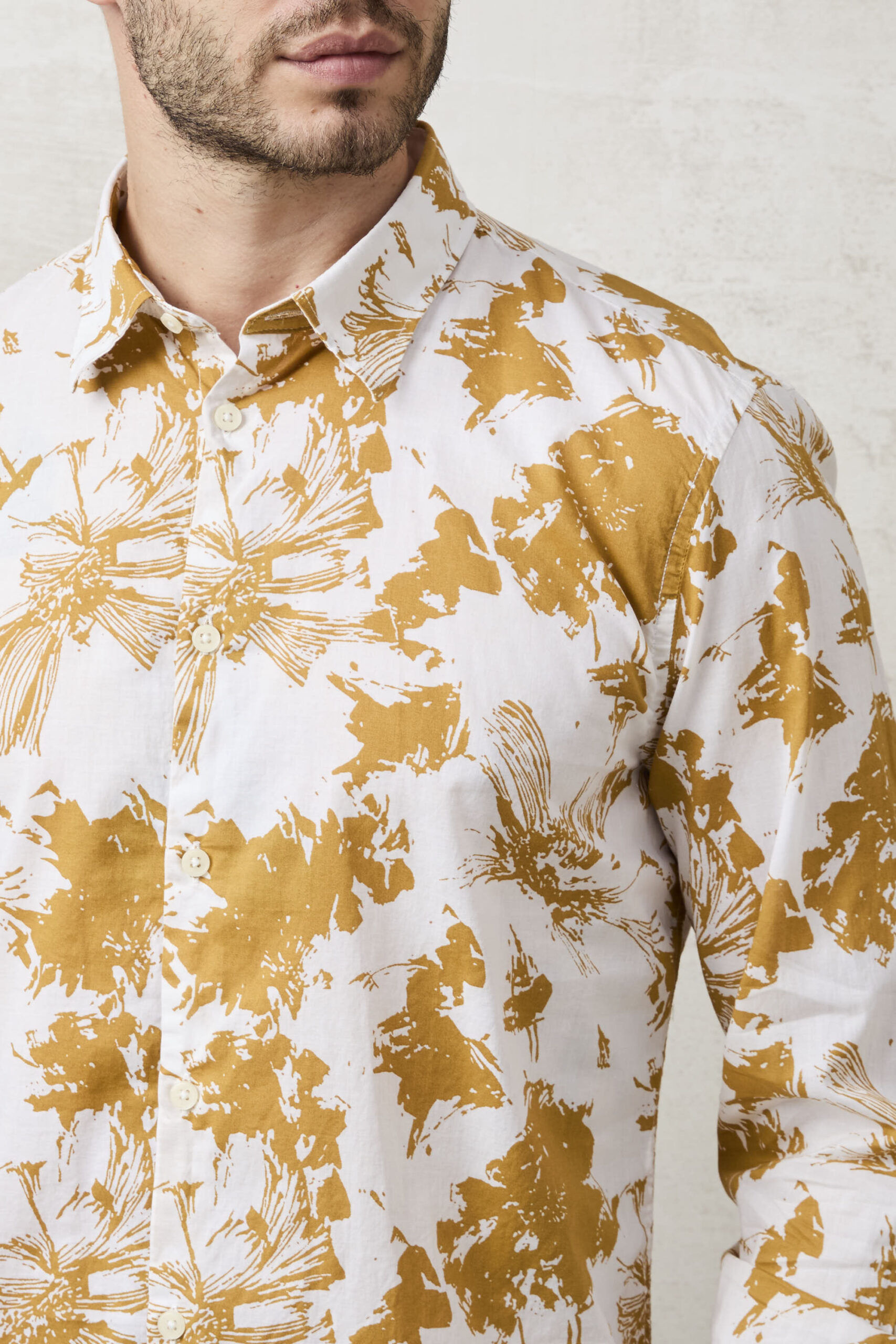 Parrion 1710 Men's Mustard Print Shirt - Stylish & Comfortable Linen Shirt - Image 6