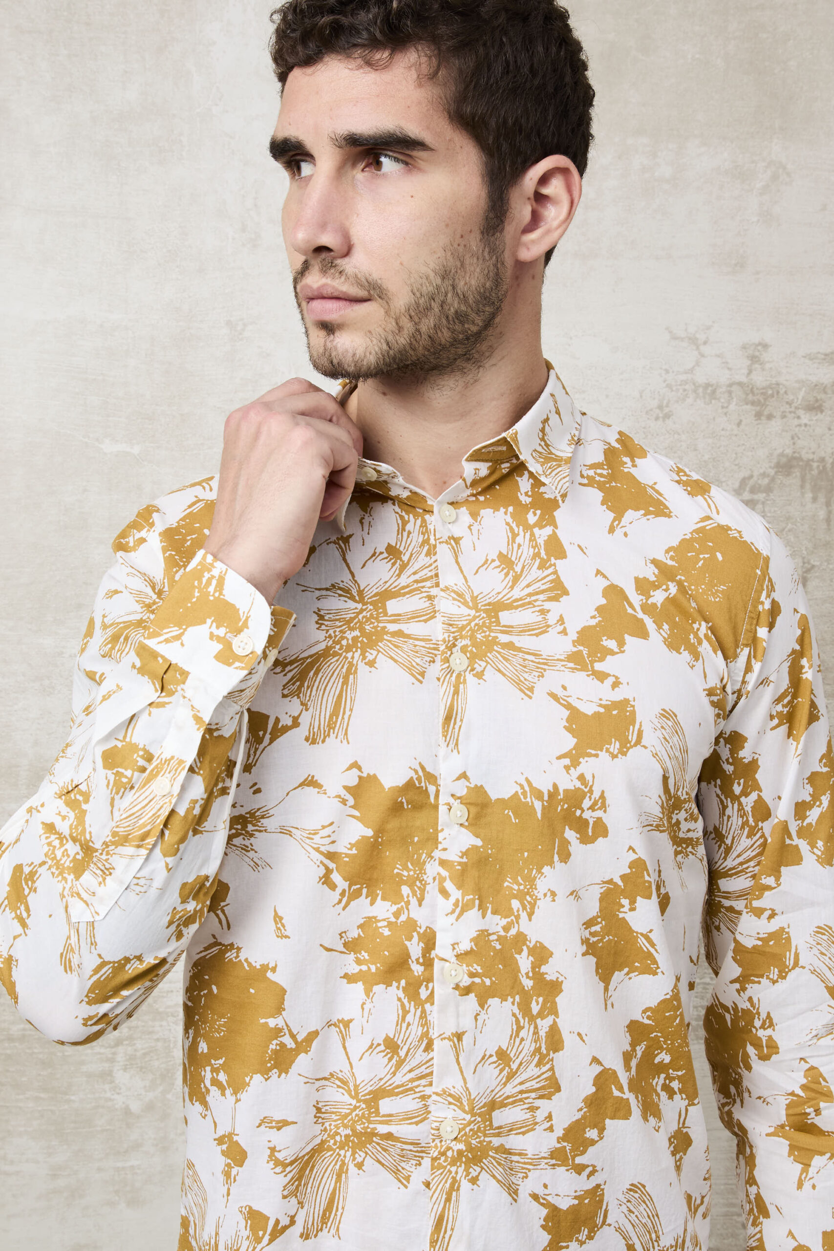 Parrion 1710 Men's Mustard Print Shirt - Stylish & Comfortable Linen Shirt - Image 7