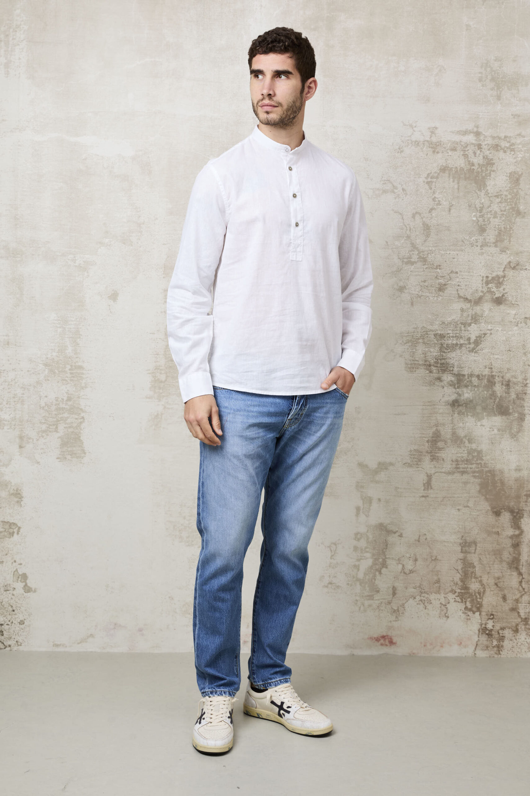 Parrion 1721 Men's White Serafino Shirt - Lightweight & Elegant Linen Shirt - Image 2