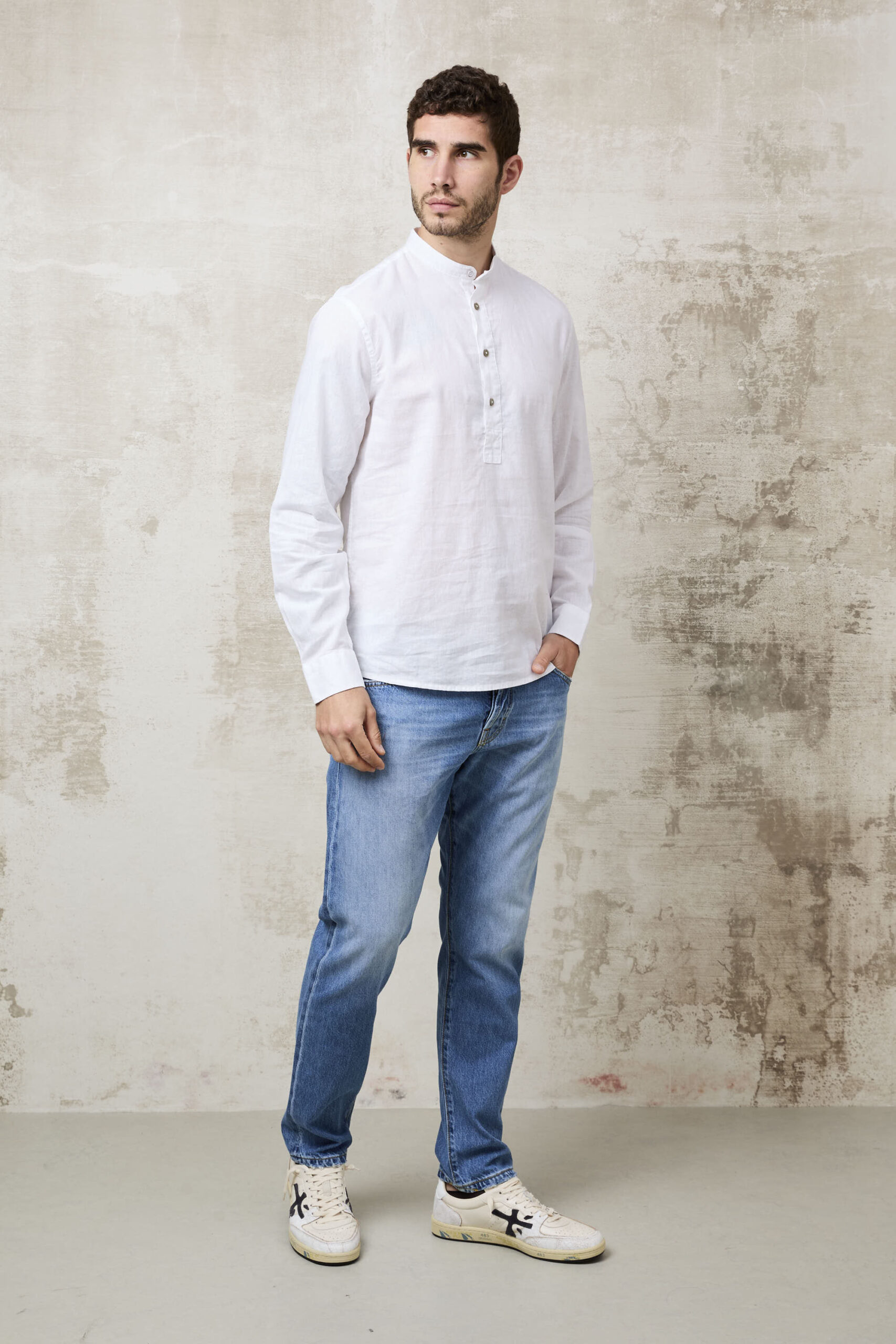 Parrion 1721 Men's White Serafino Shirt - Lightweight & Elegant Linen Shirt - Image 3