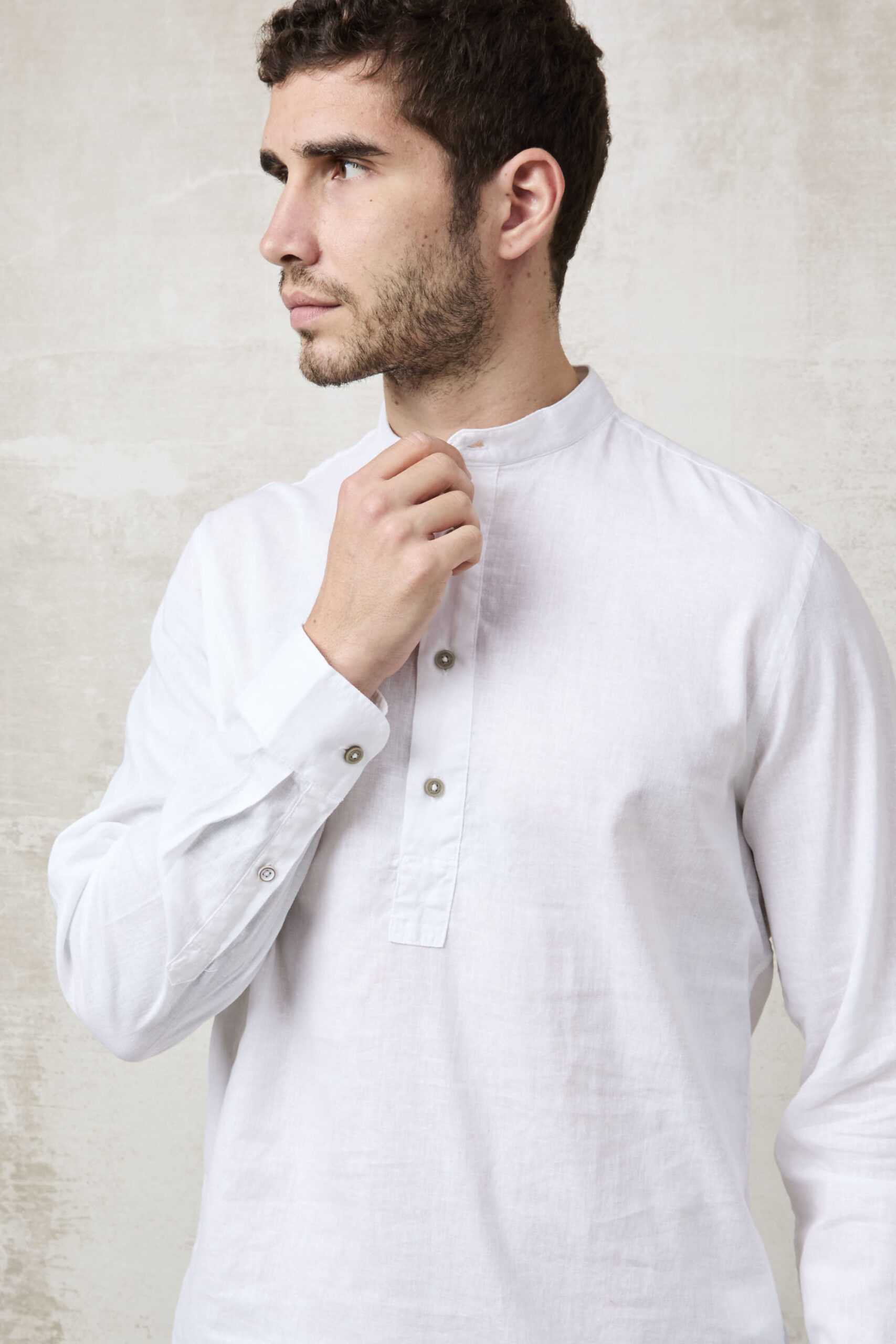 Parrion 1721 Men's White Serafino Shirt - Lightweight & Elegant Linen Shirt - Image 6