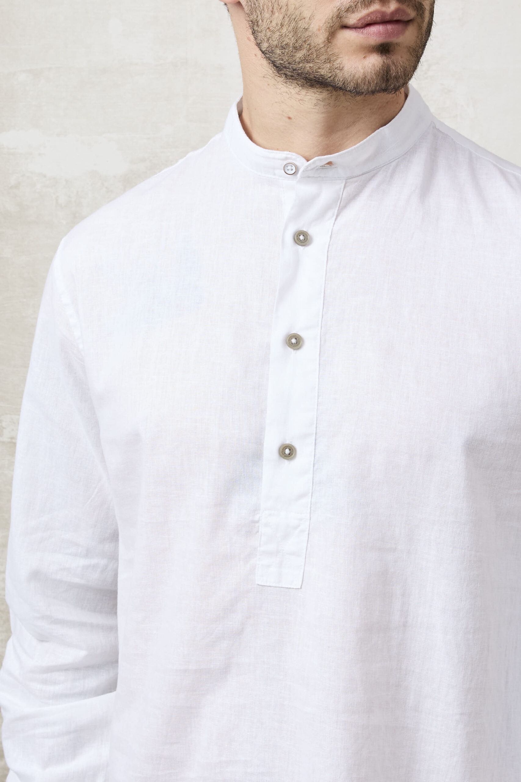 Parrion 1721 Men's White Serafino Shirt - Lightweight & Elegant Linen Shirt - Image 7