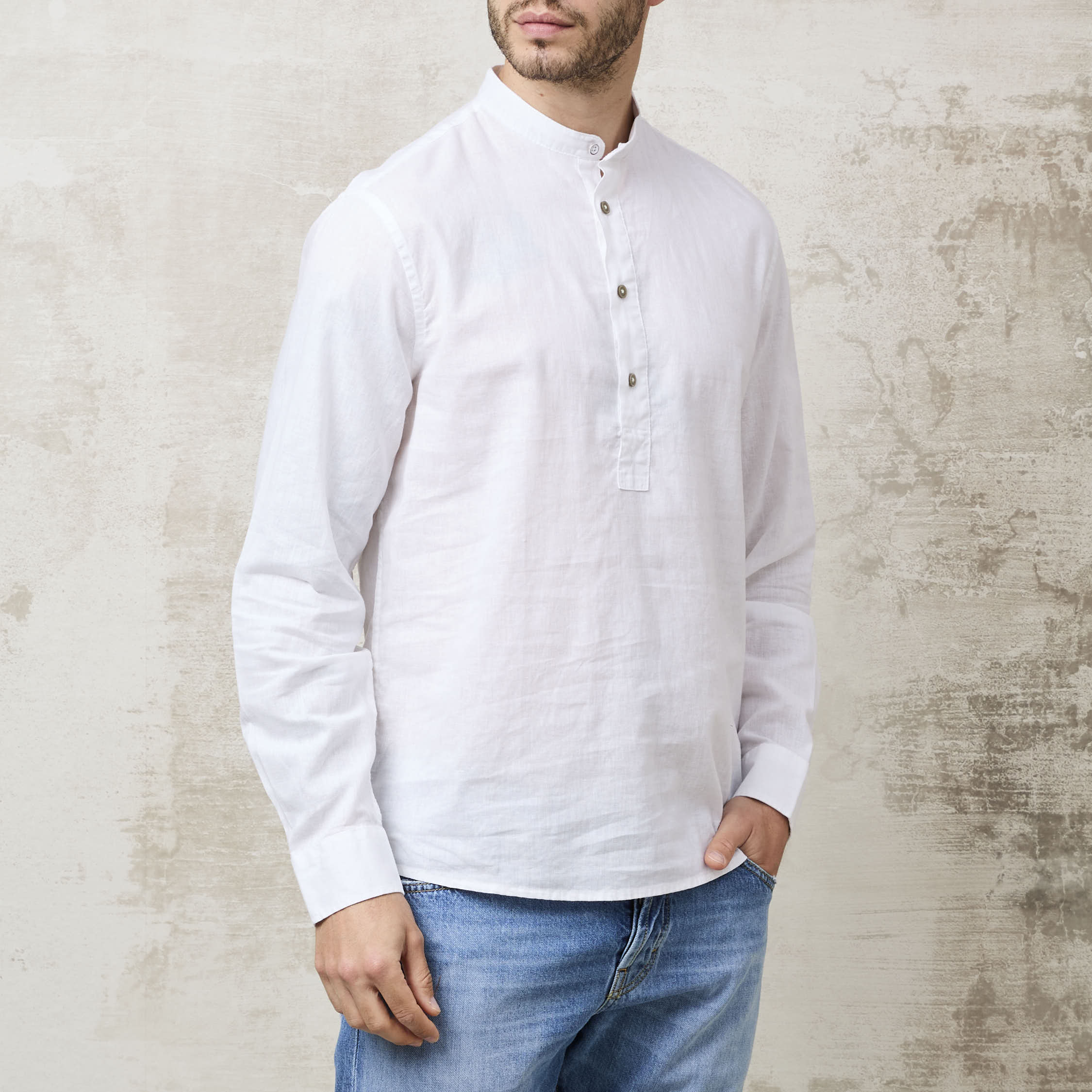 Parrion 1721 Men's White Serafino Shirt - Lightweight & Elegant Linen Shirt - Image 8