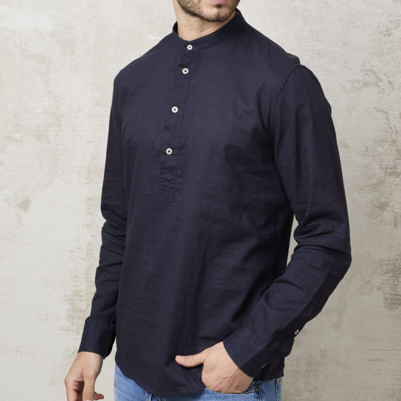Parrion 1722 Men's Blue Serafino Shirt - Elegant & Comfortable Linen Shirt