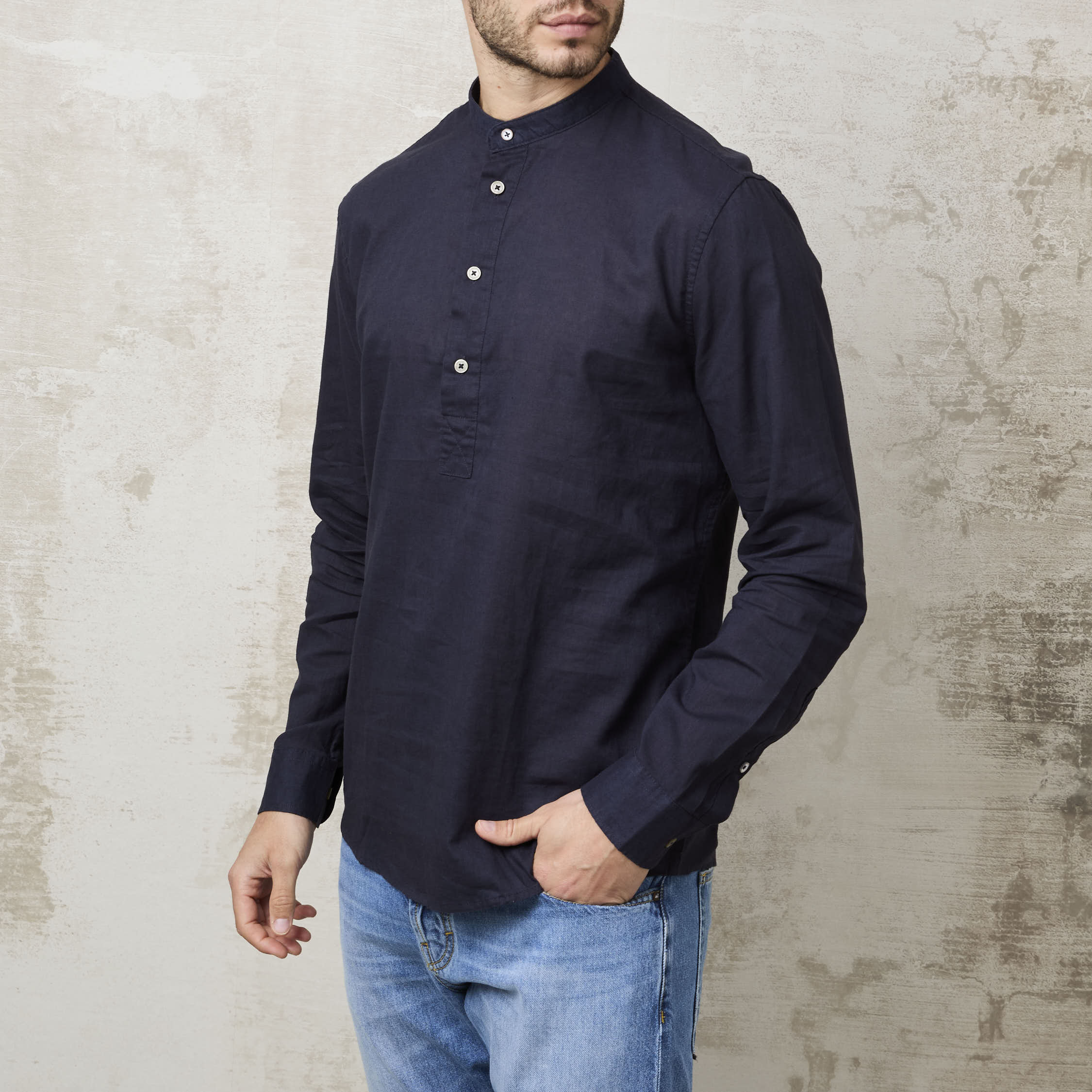 Parrion 1722 Men's Blue Serafino Shirt - Elegant & Comfortable Linen Shirt - Image 9