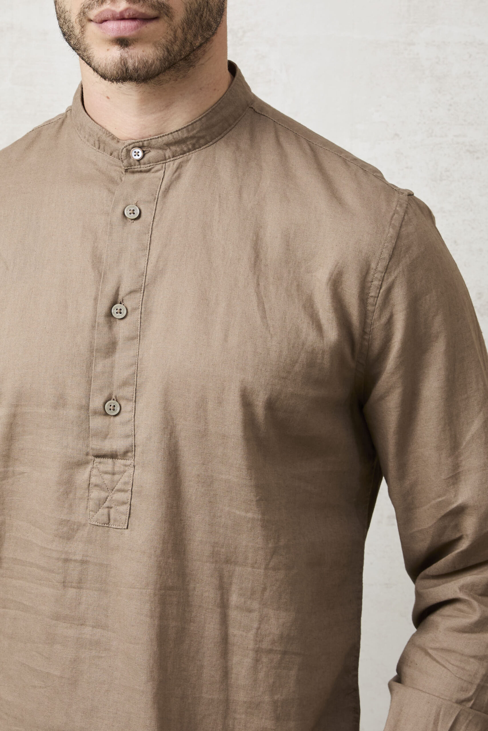 Parrion 1723 Men's Brown Serafino Shirt - Stylish & Comfortable Linen Shirt - Image 7