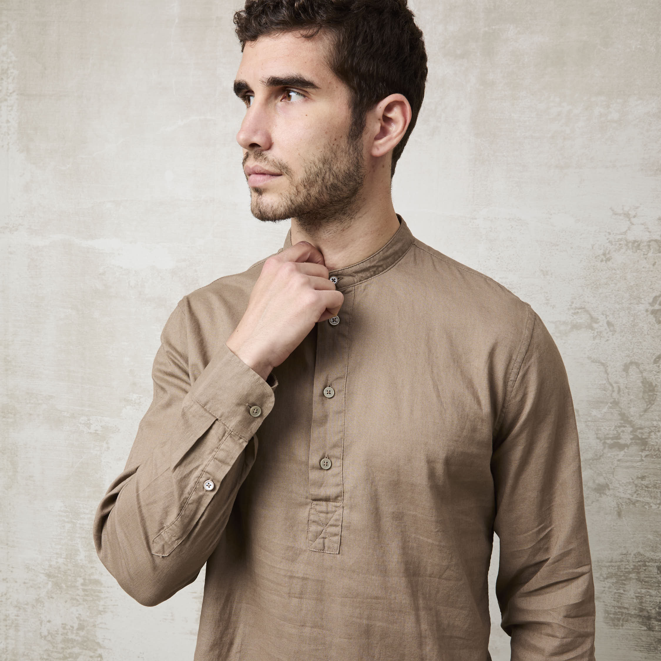 Parrion 1723 Men's Brown Serafino Shirt - Stylish & Comfortable Linen Shirt - Image 8
