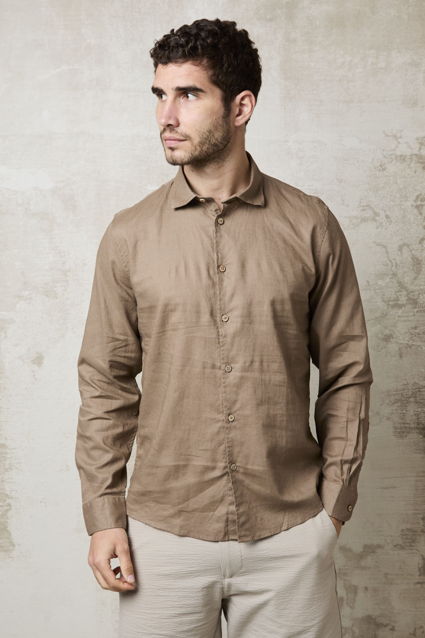 Parrion 1713 Men's Brown Linen Shirt - Comfortable & Stylish Summer Shirt - Image 2