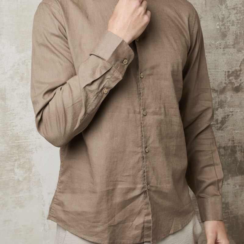 Parrion 1713 Men's Brown Linen Shirt - Comfortable & Stylish Summer Shirt