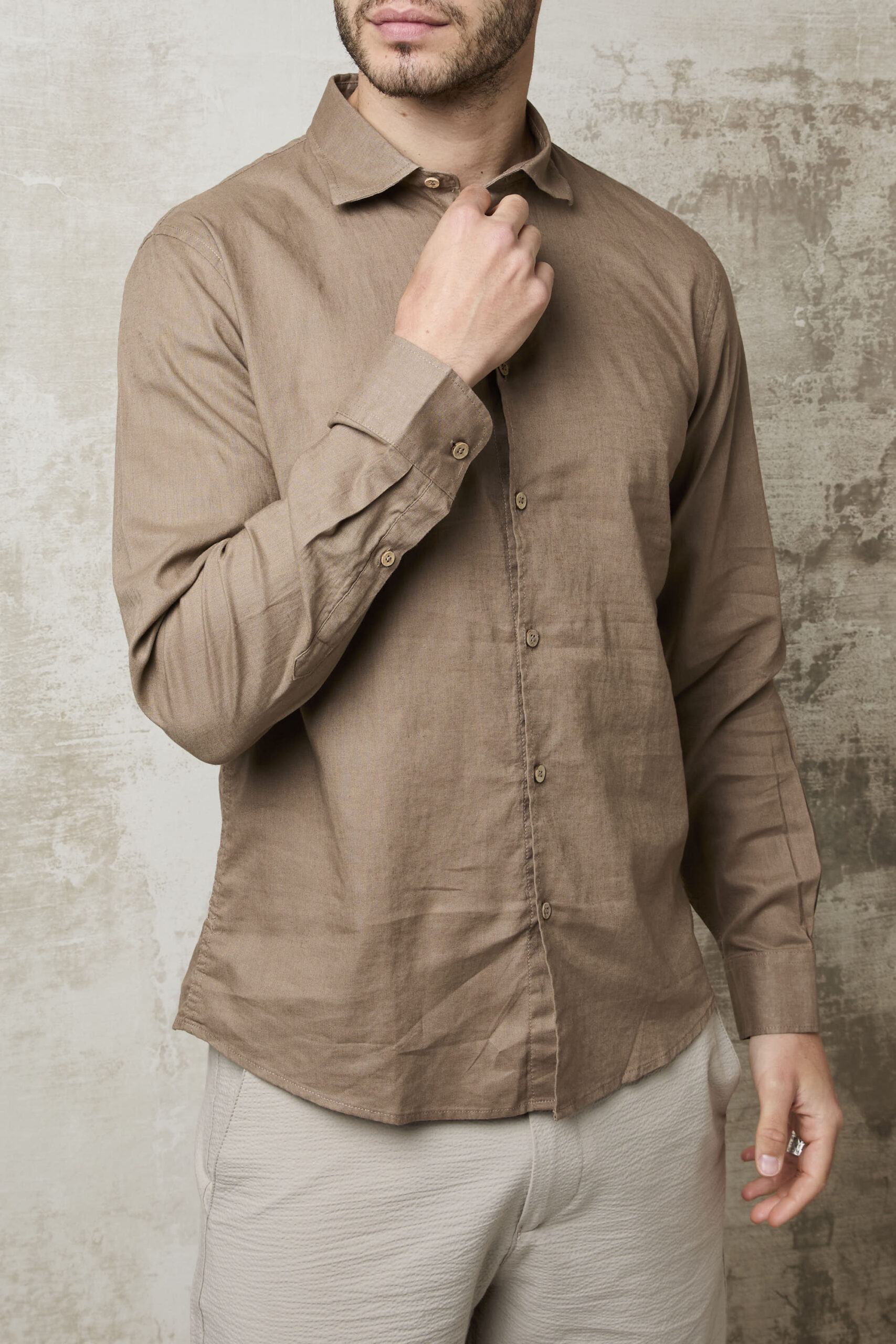 Parrion 1713 Men's Brown Linen Shirt - Comfortable & Stylish Summer Shirt