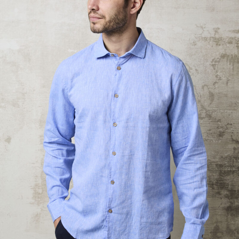 Parrion 1711 Men's Blue Linen Shirt - Light & Stylish Summer Shirt