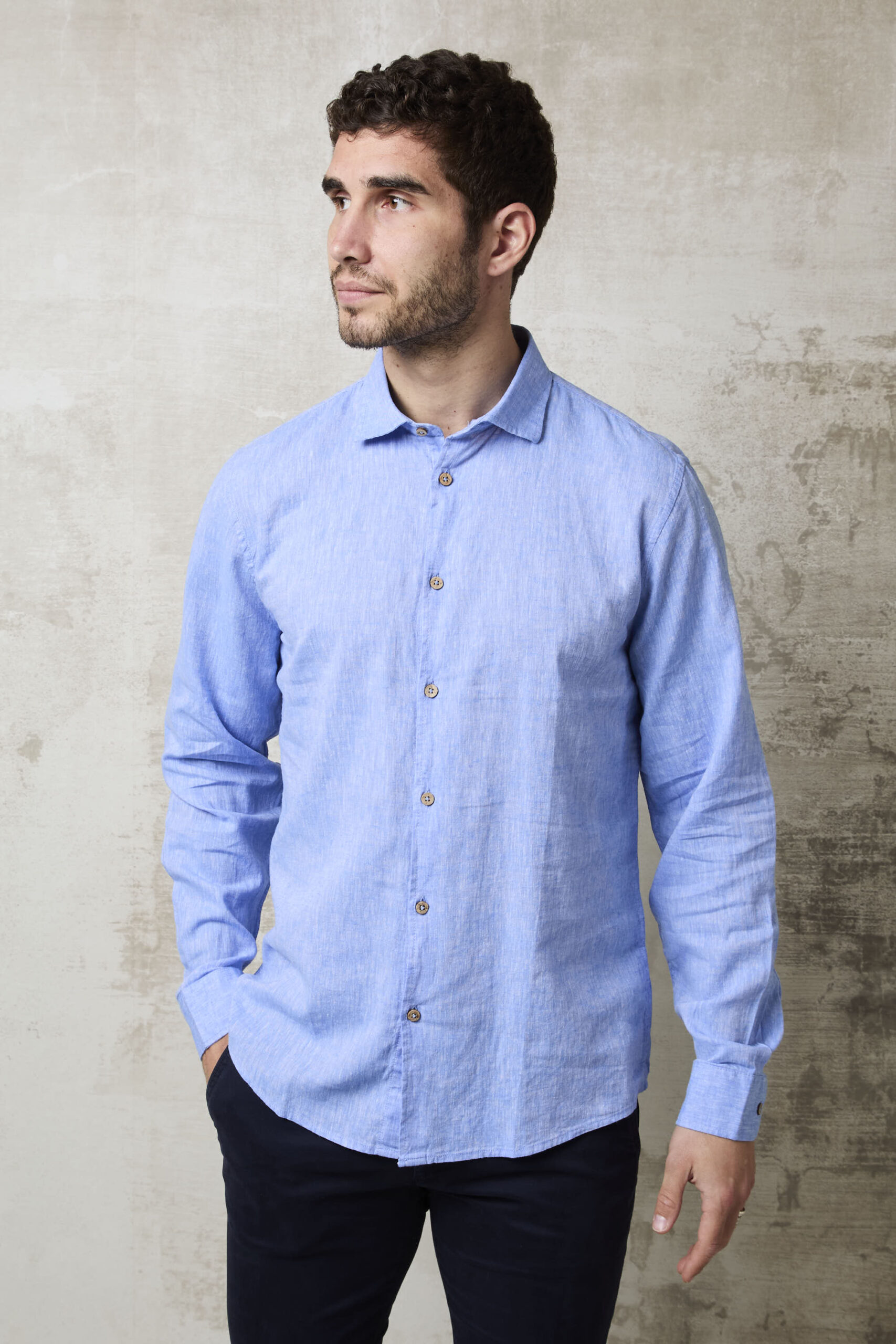 Parrion 1711 Men's Blue Linen Shirt - Light & Stylish Summer Shirt