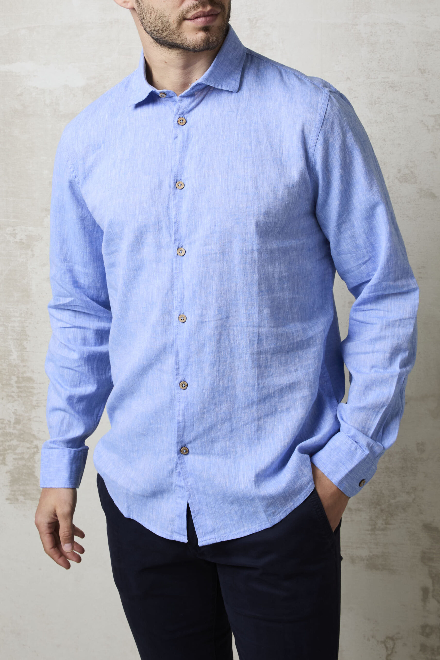 Parrion 1711 Men's Blue Linen Shirt - Light & Stylish Summer Shirt - Image 2