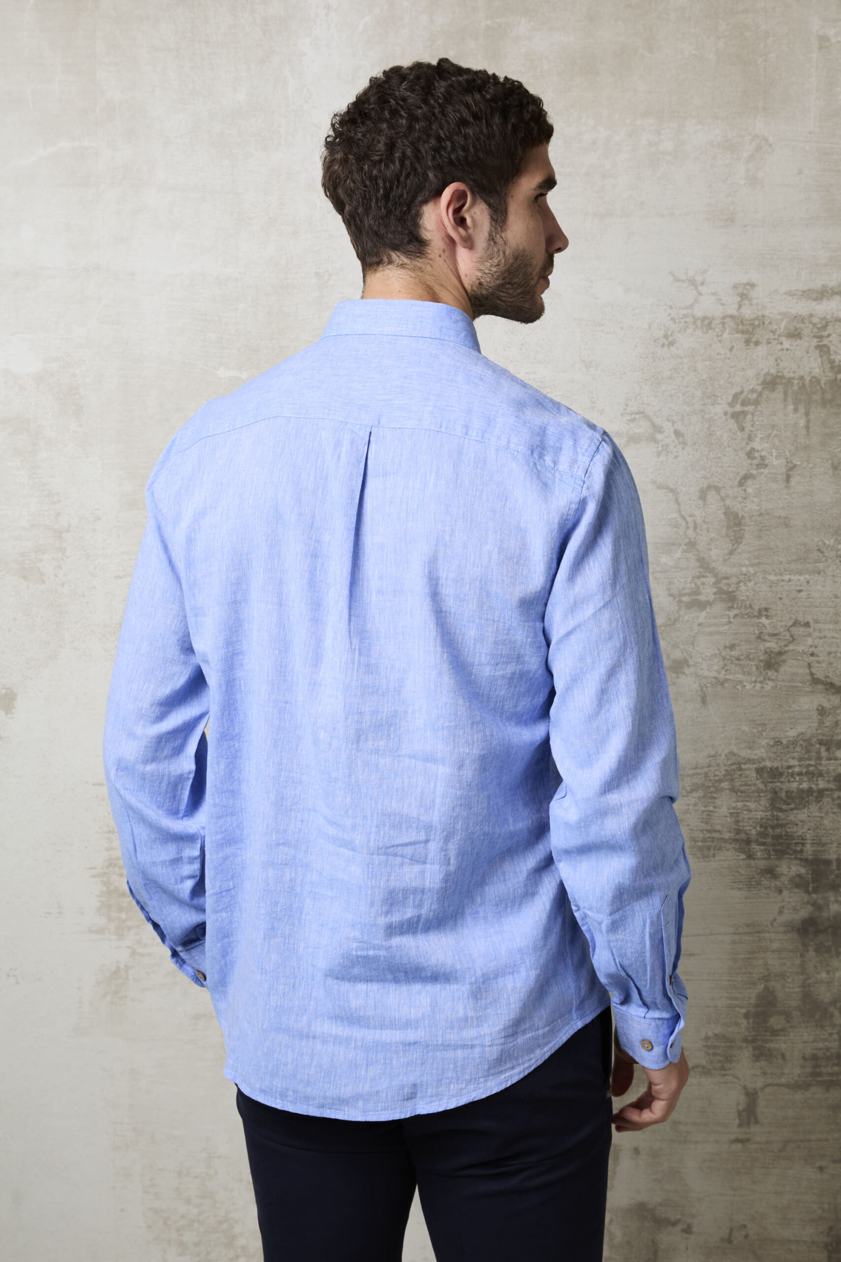 Parrion 1711 Men's Blue Linen Shirt - Light & Stylish Summer Shirt - Image 4