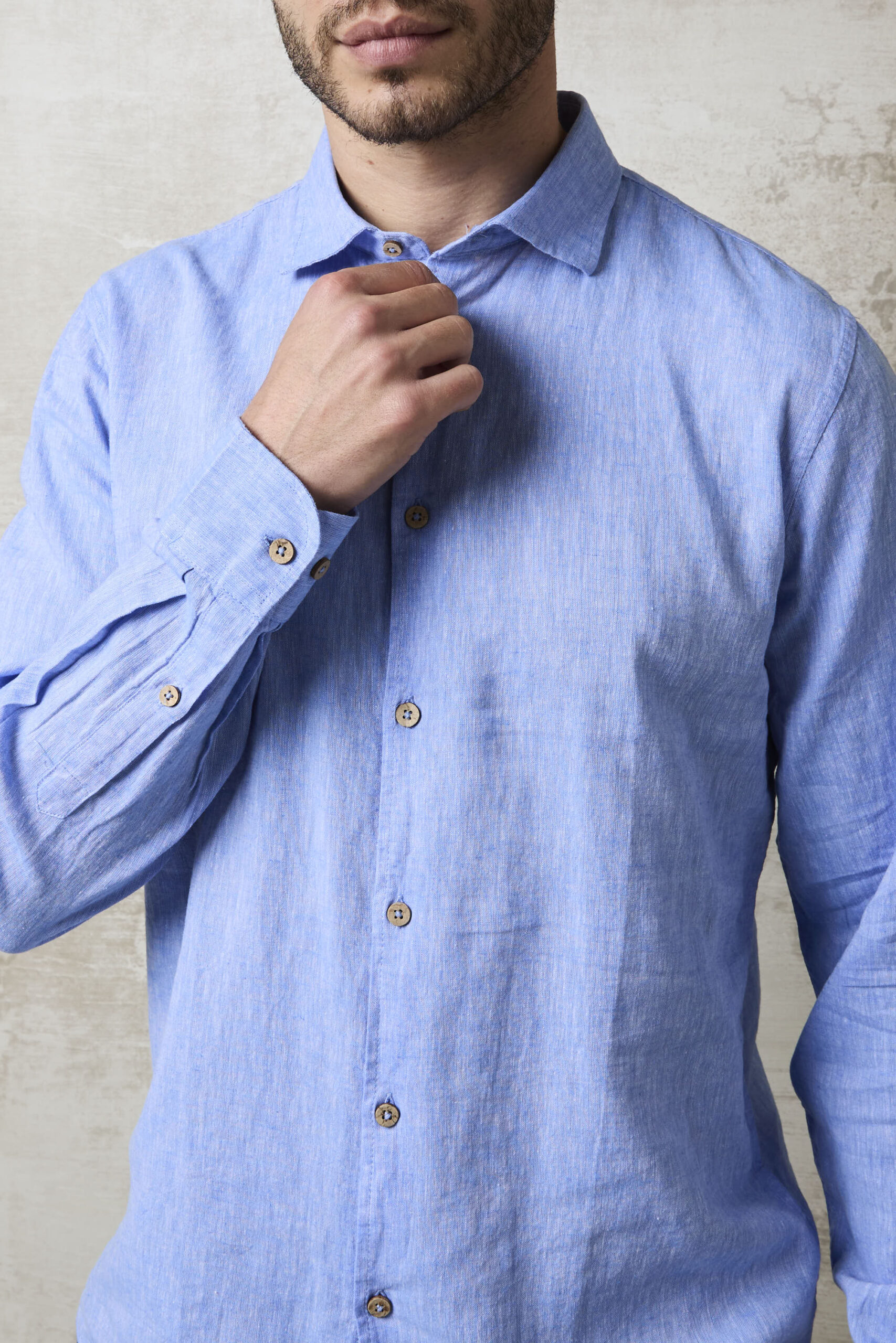 Parrion 1711 Men's Blue Linen Shirt - Light & Stylish Summer Shirt - Image 6