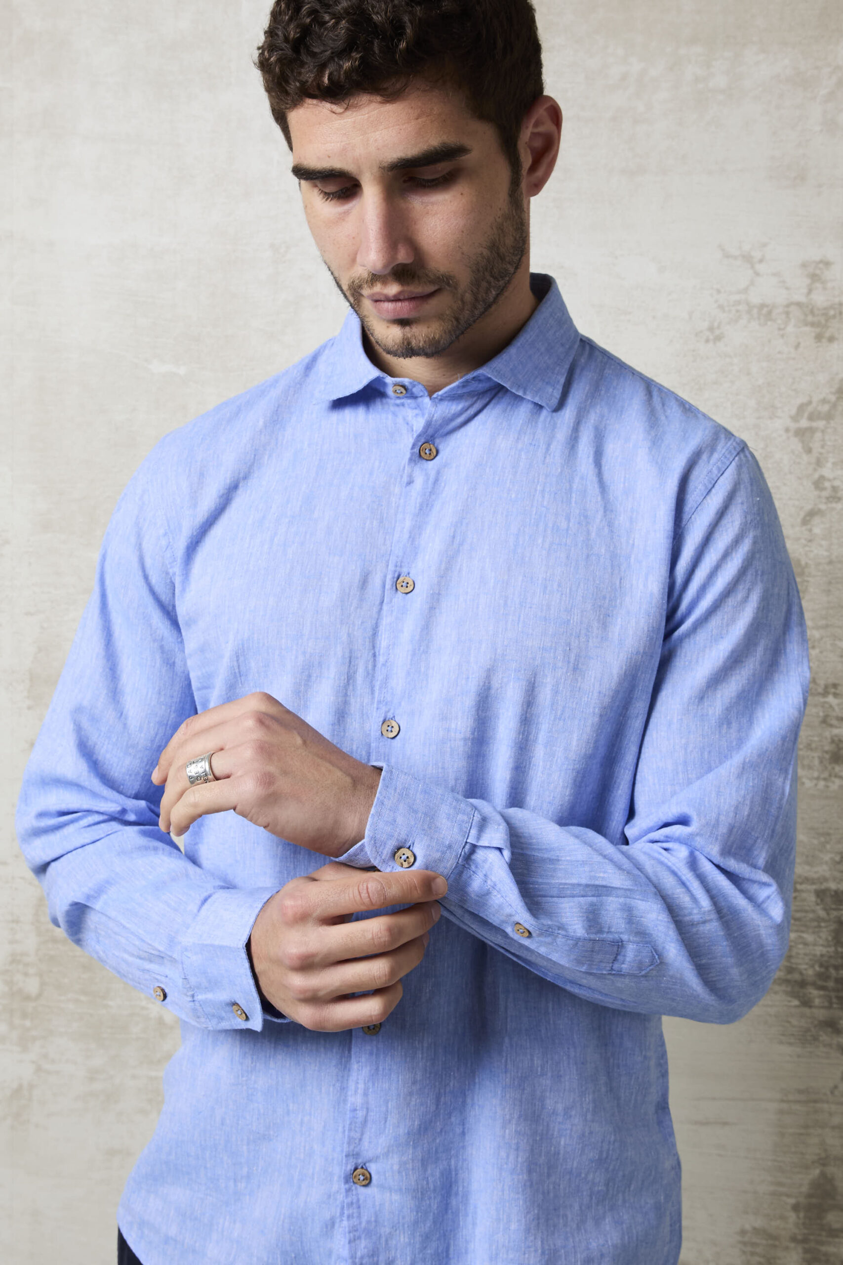 Parrion 1711 Men's Blue Linen Shirt - Light & Stylish Summer Shirt - Image 7