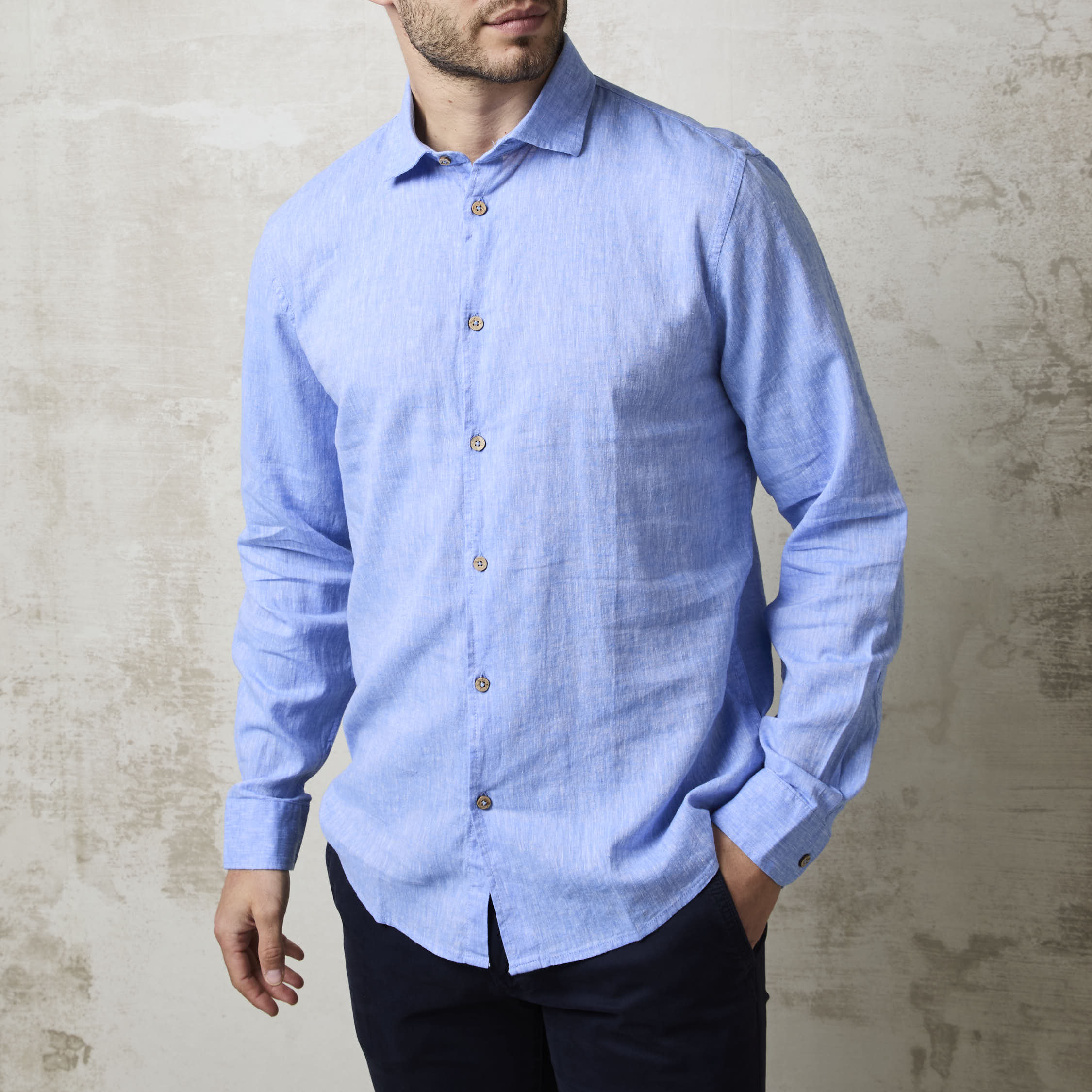 Parrion 1711 Men's Blue Linen Shirt - Light & Stylish Summer Shirt - Image 8