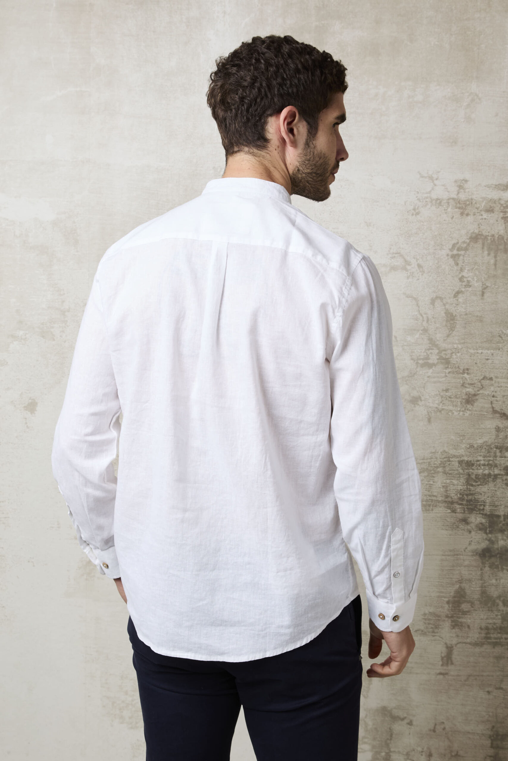 Parrion 1715 Men's White Linen Mandarin Collar Shirt - Lightweight & Stylish Summer Shirt - Image 5