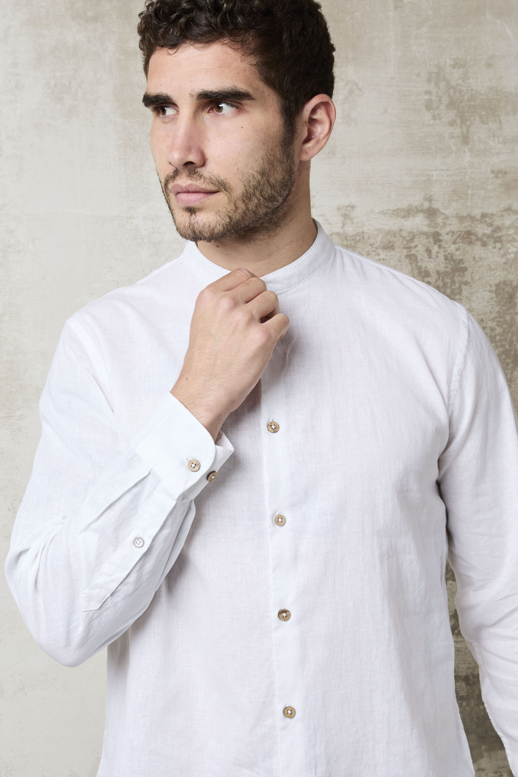 Parrion 1715 Men's White Linen Mandarin Collar Shirt - Lightweight & Stylish Summer Shirt - Image 6
