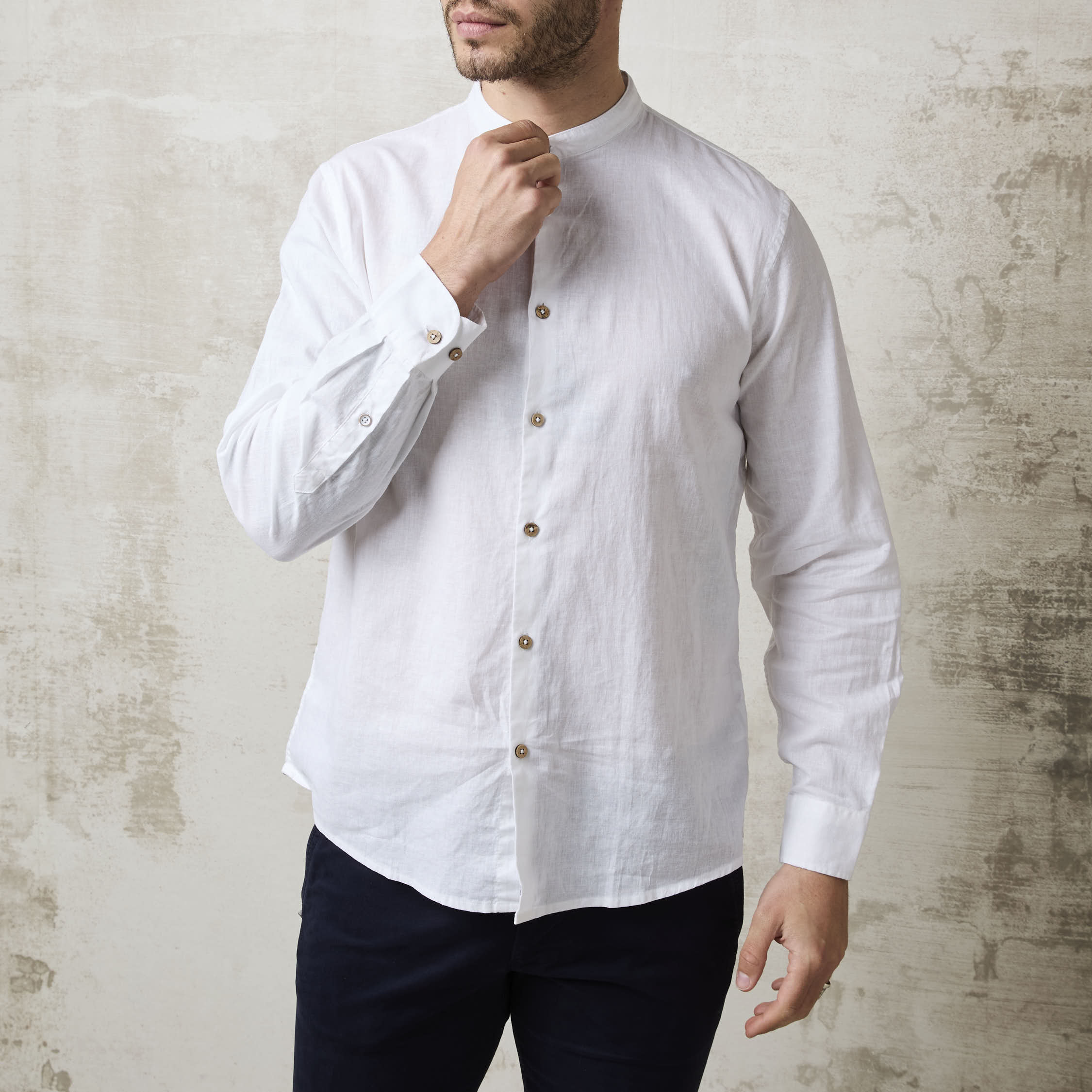 Parrion 1715 Men's White Linen Mandarin Collar Shirt - Lightweight & Stylish Summer Shirt - Image 8