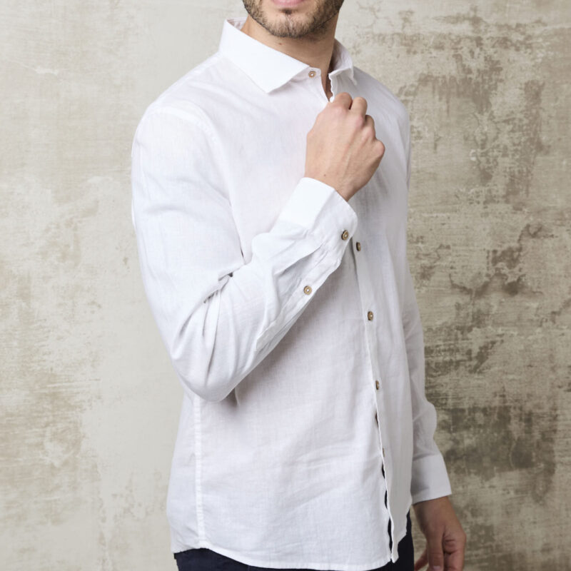 Parrion 1712 Men's White Linen Shirt - Lightweight & Stylish Summer Shirt